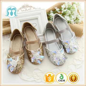 latest design shining Sequins wedding children girls shoes with gold and silver